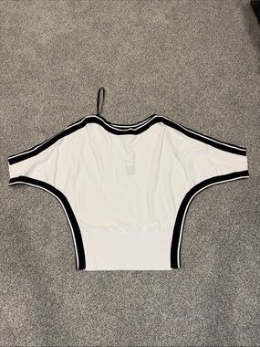 Joseph Ribkoff White Batwing Top with Black Trim